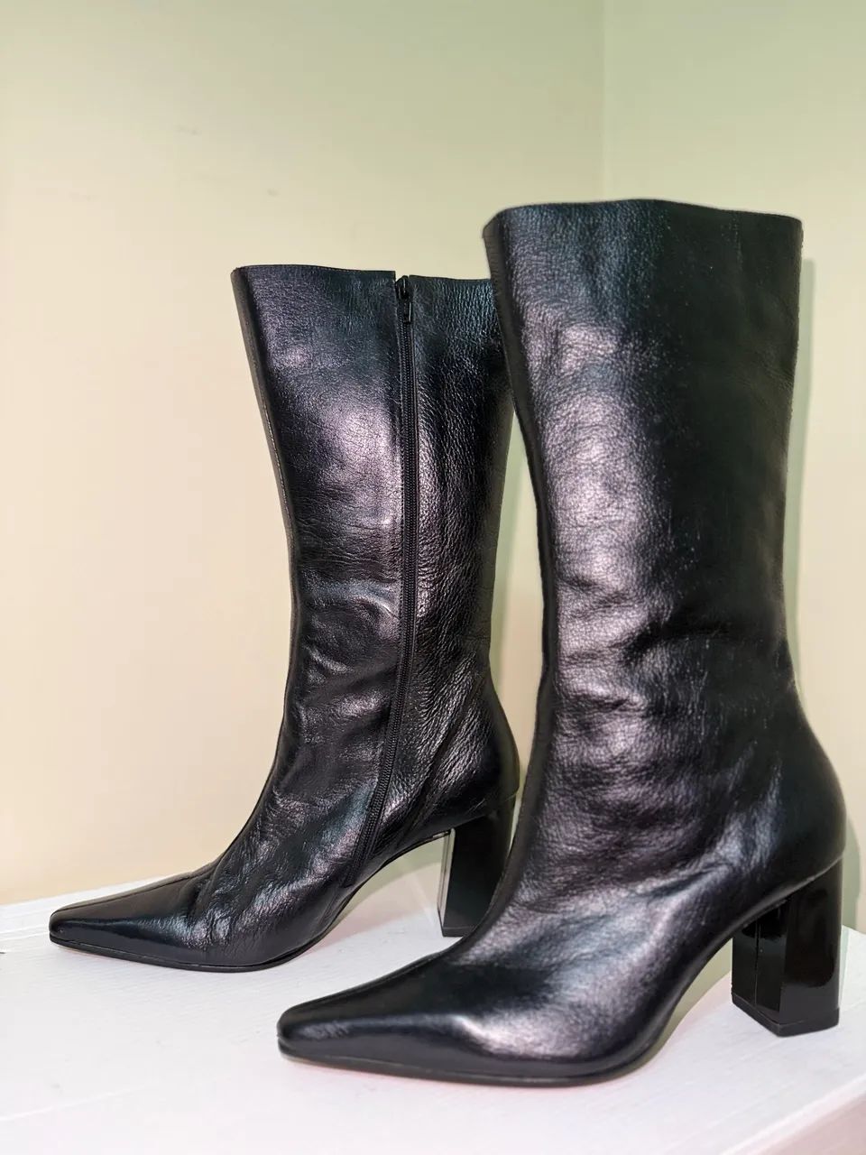 Bota de couro preta