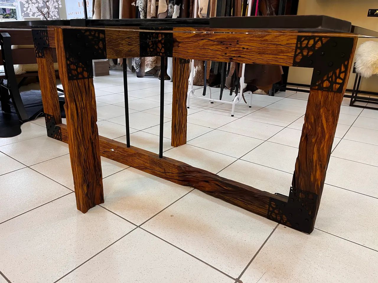 Mesa de Vidro e Madeira Rústica  - Foto 2