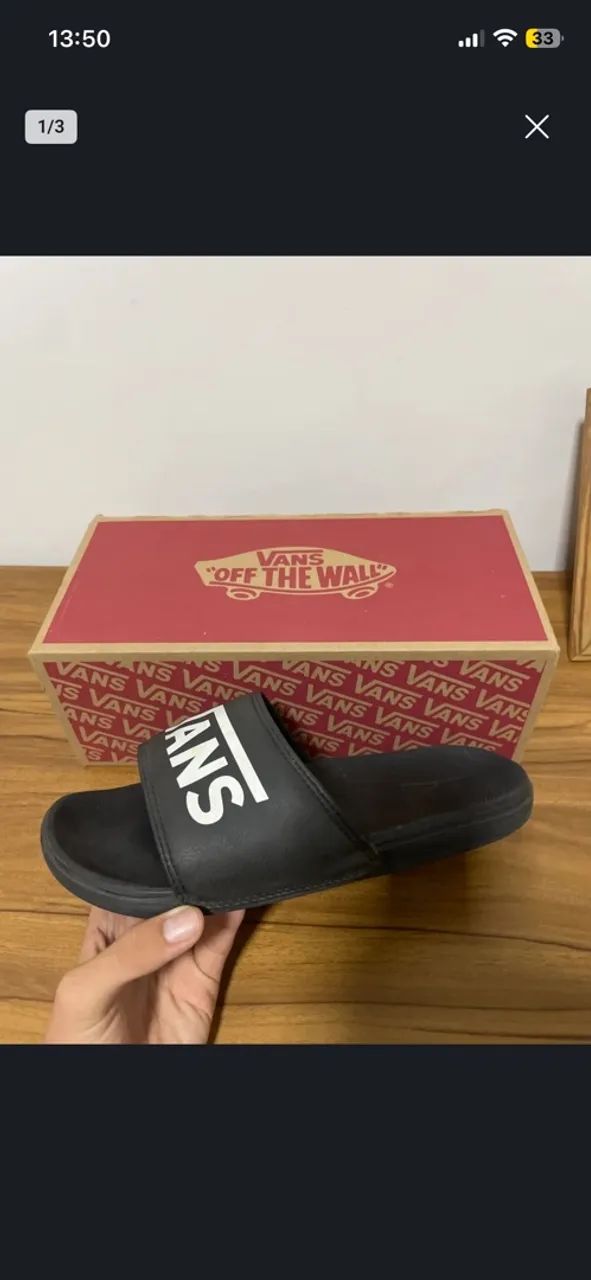 chinelo preto vans original 