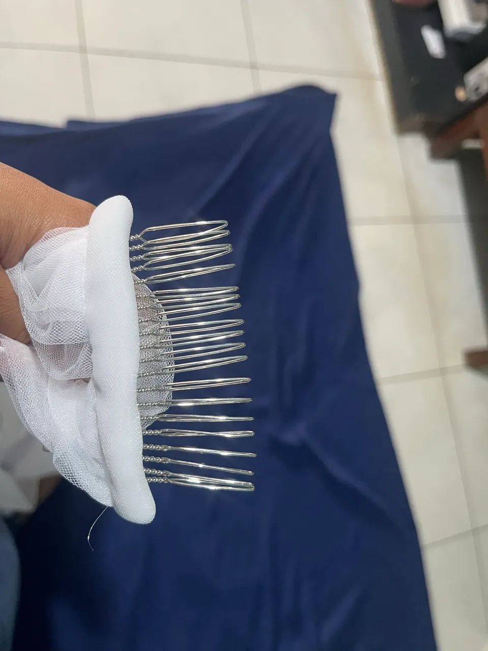 Véu de noiva bordado com nossa senhora 