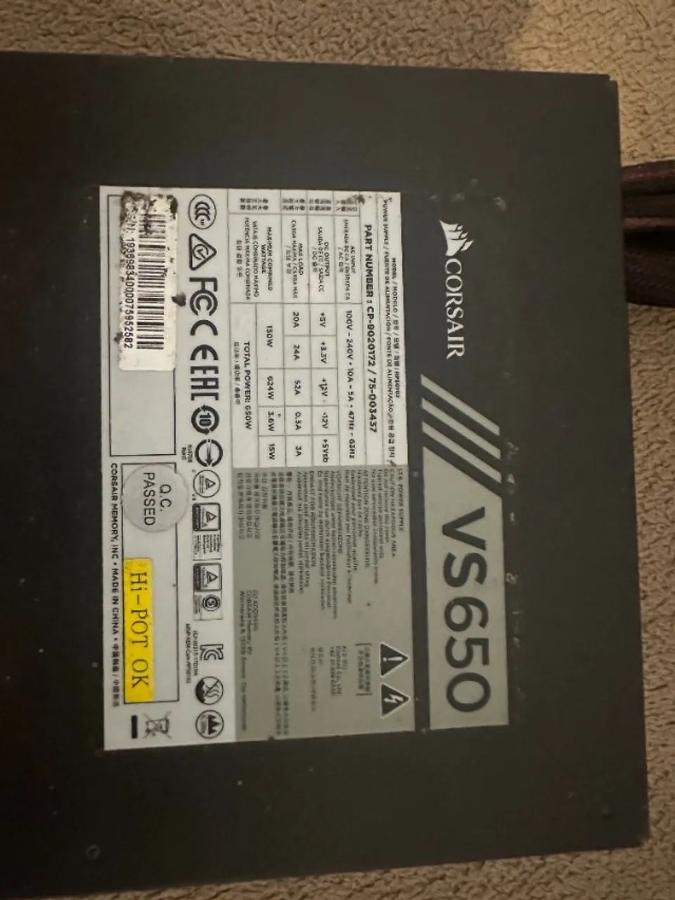 Fonte Corsair VS650 usada - Foto 3