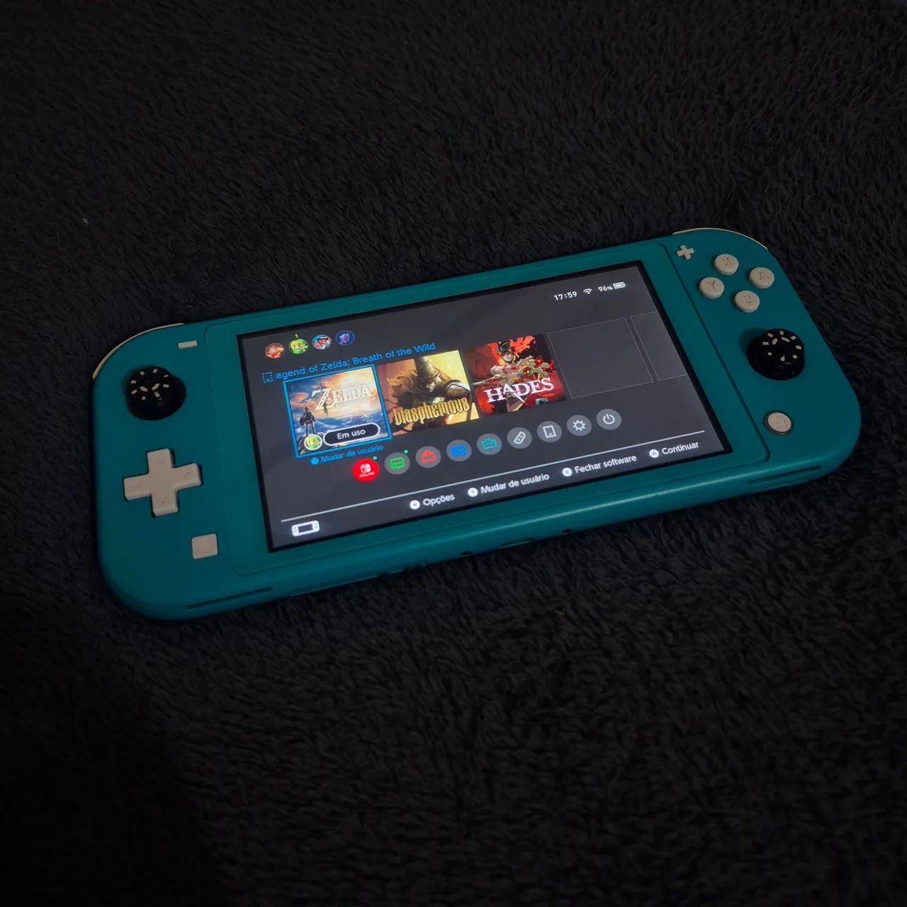 NINTENDO SWITCH LITE COM JOGOS ZELDA BOTW HADES BLASPHEMOUS BEM