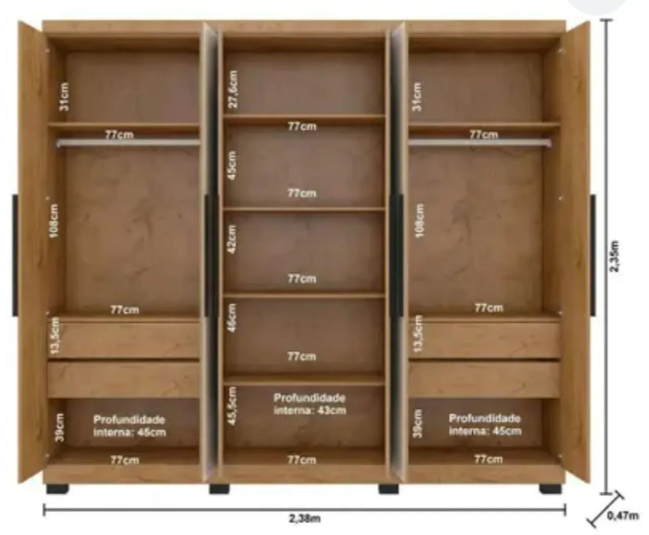Excelente guarda roupa 6 porta e 4 gavetas - Foto 5