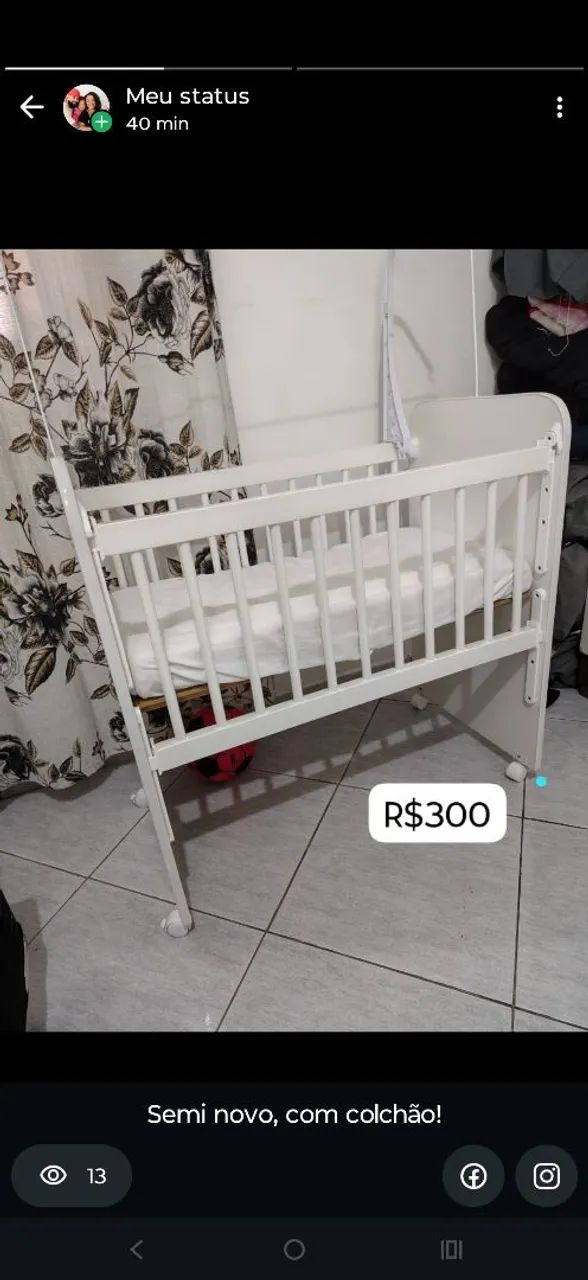 Mini berço, grade articulada 