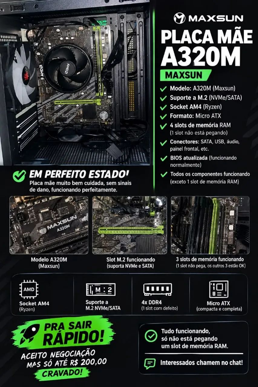 Placa mãe maxsun A320M m.2