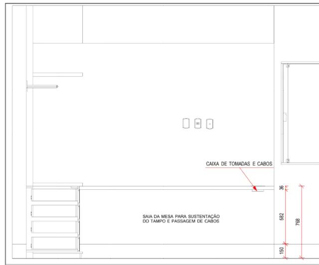 Closet Aberto com Nichos, Gavetas, Cabideiro e com Bancada Home Office em MDF Branco  - Foto 3