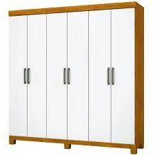 Guarda Roupa Recife 6Pts 2Gvs Branco Carioca - Entrega Rápida! 