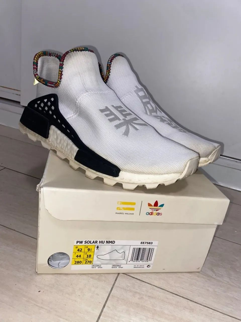 tênis adidas nmd hu pharrell branco 42