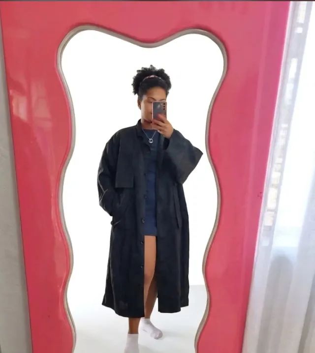 TRENCH COAT PRETO LONGO VINTAGE