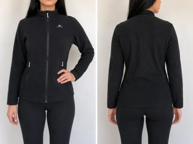 Casaco Fleece Feminino Quechua Preto - Decathlon 