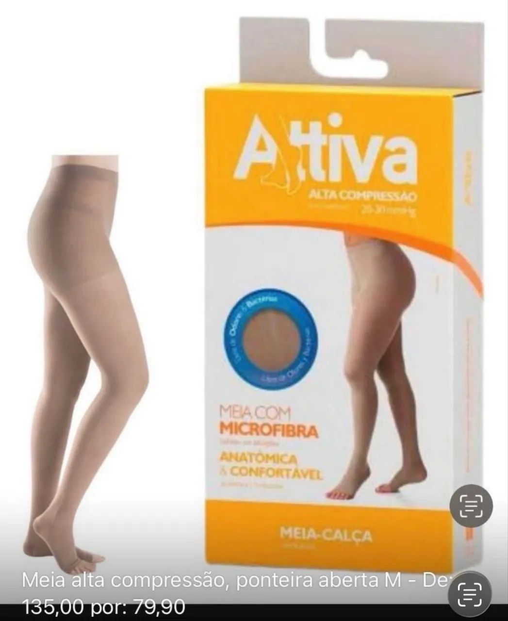 Meia alta compressão, ponteira aberta M