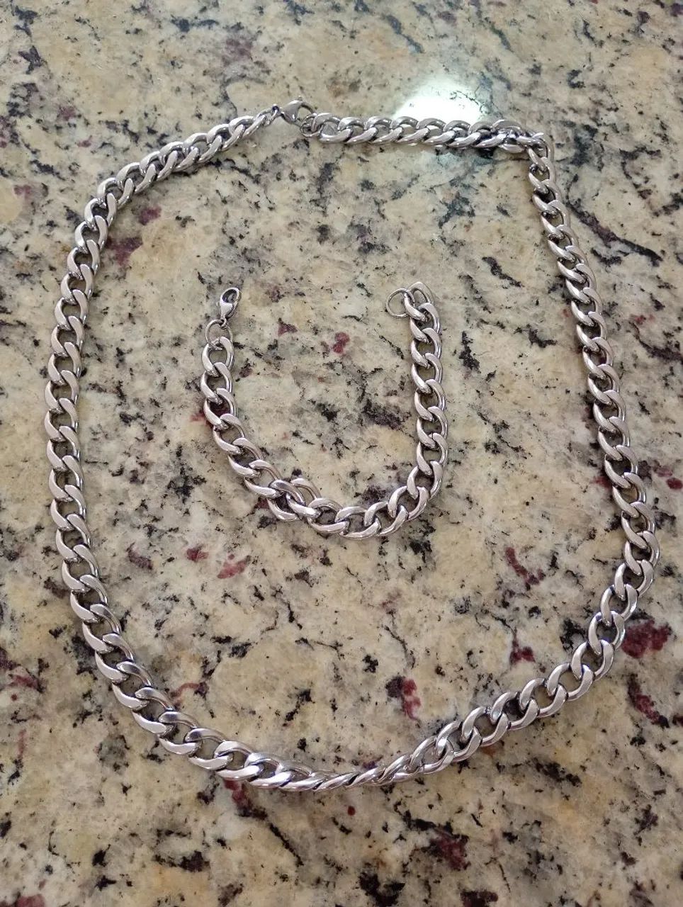 Corrente e Pulseira Grossa em  Aço  - Foto 2