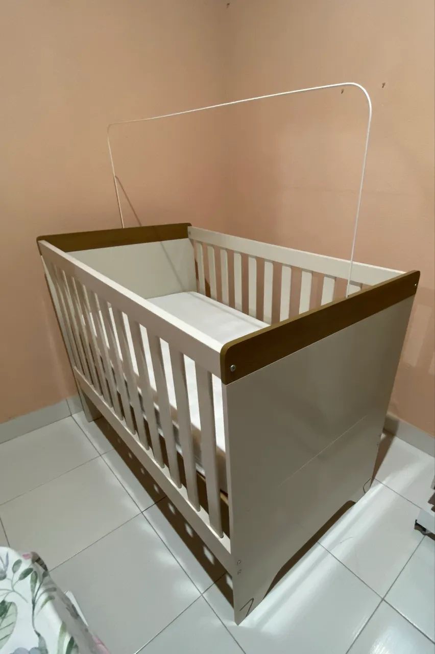 Berço 3 em 1 com colchão e capa para colchão  - Foto 5