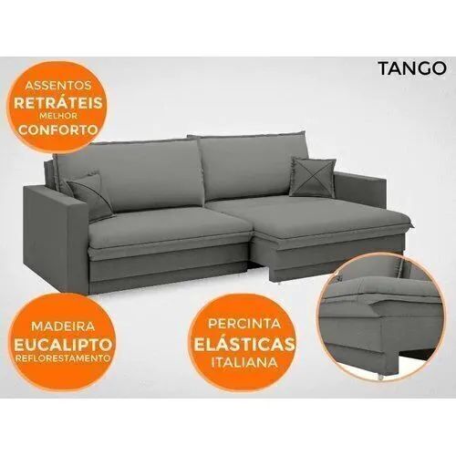 Sofá Tango 2,00m sem caixa, Retrátil e Reclinável Velosuede Bege - Foto 5