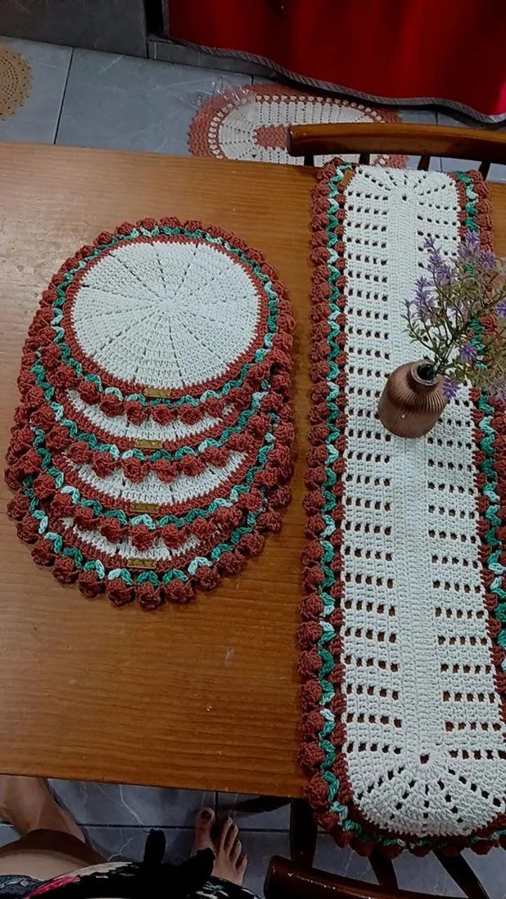 Jogo mesa posta em croche - Foto 3