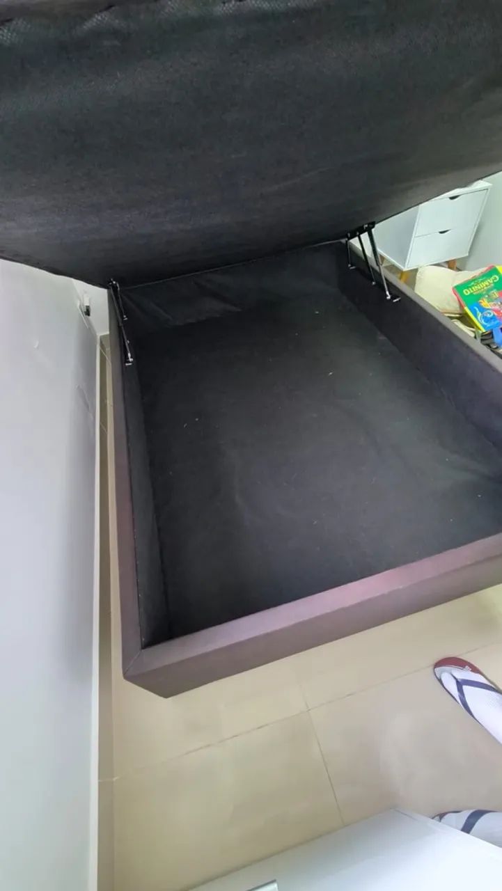 Cama casal box com baú + colchão ortobom 