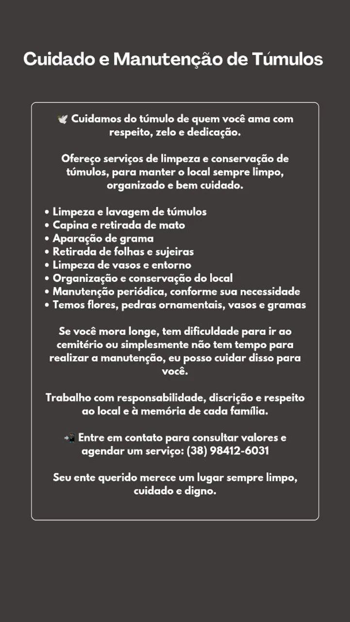 Cuidados e manutenção de túmulos 