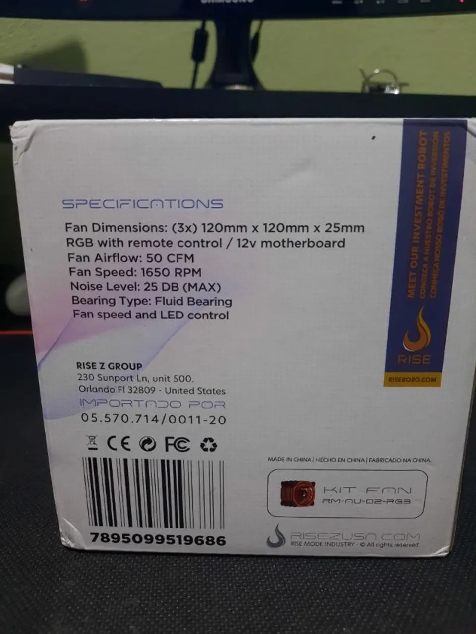 Kit de Fans RGB Rise Mode com Controladora - Foto 2