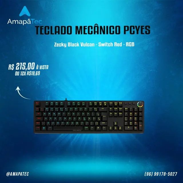 Teclado Mecânico 100% PCyes Zecky Black Vulcan