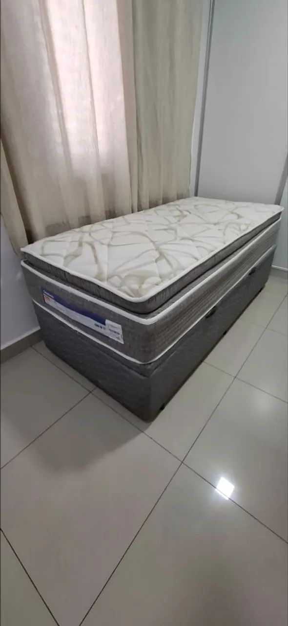 Cama box baú solteiro 88 com colchão 