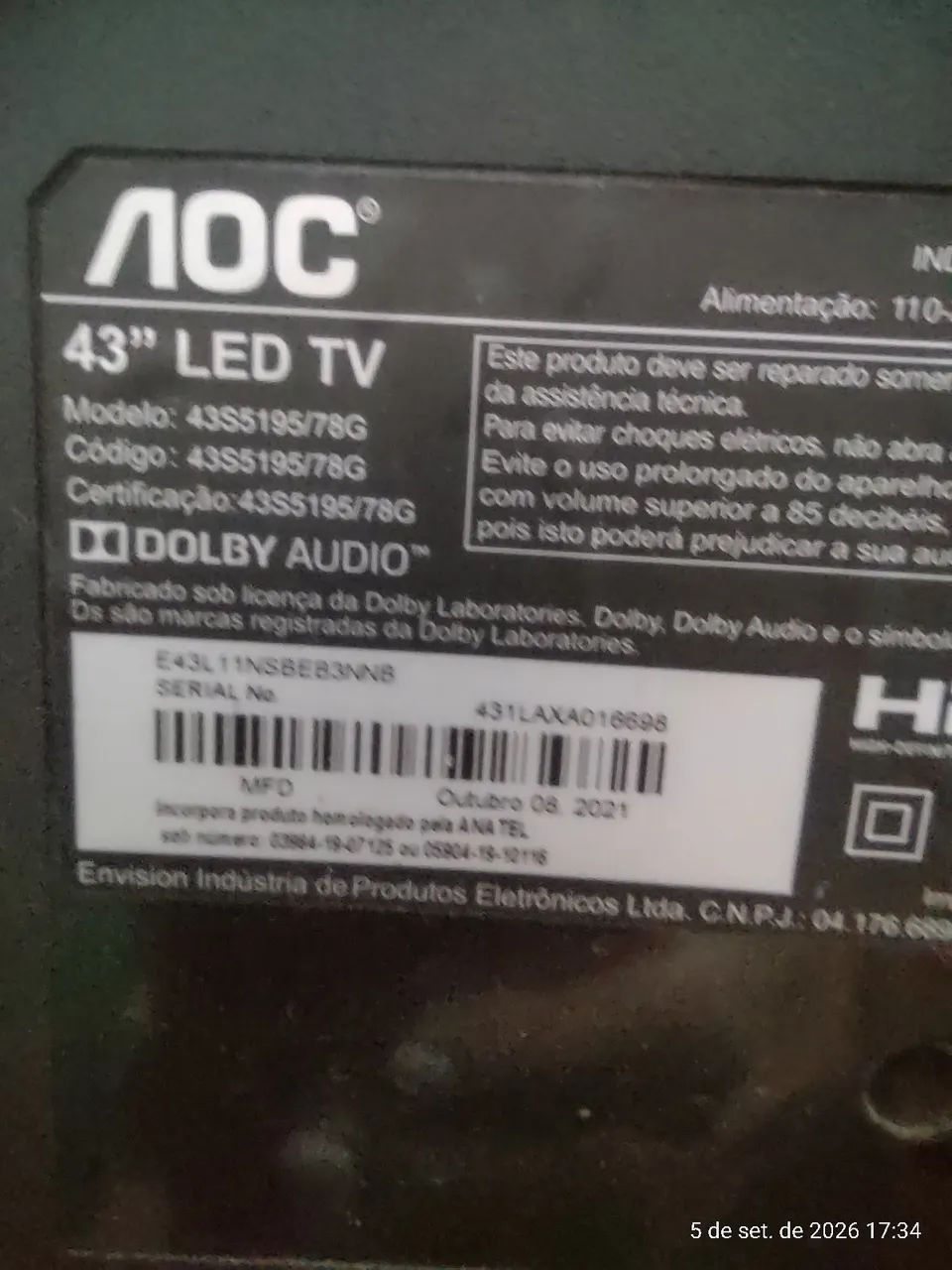 TV 43 polegadas Led com defeito  - Foto 3