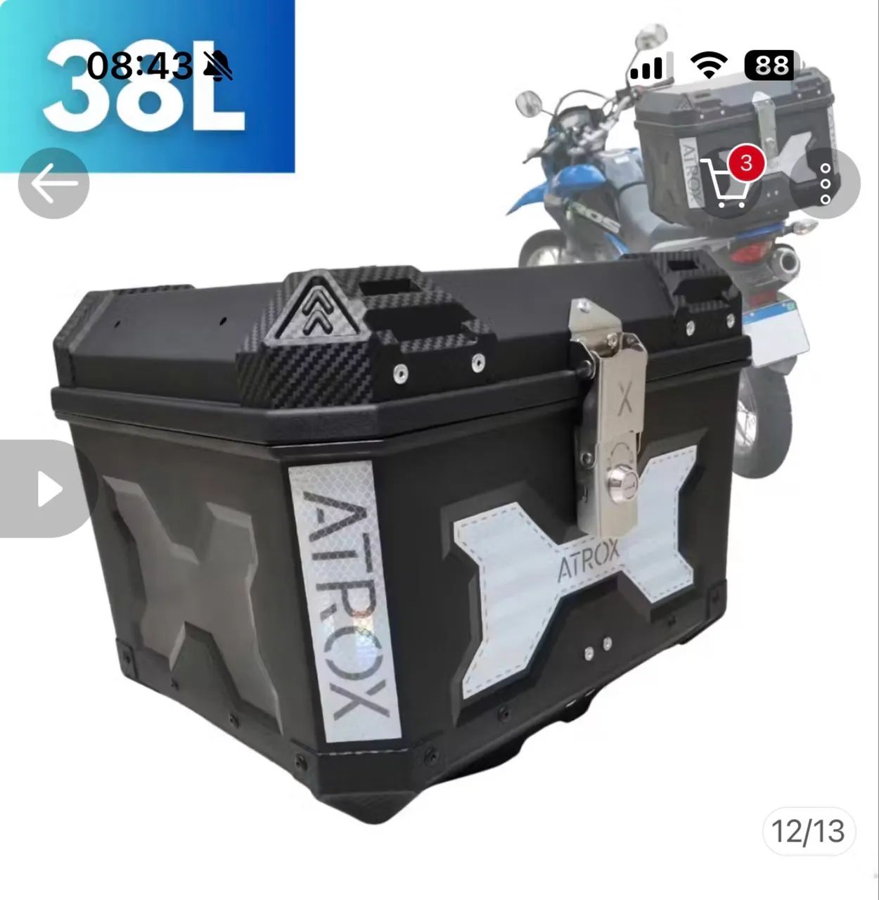 Vendo baú para moto da Atrox de 38L - Foto 3
