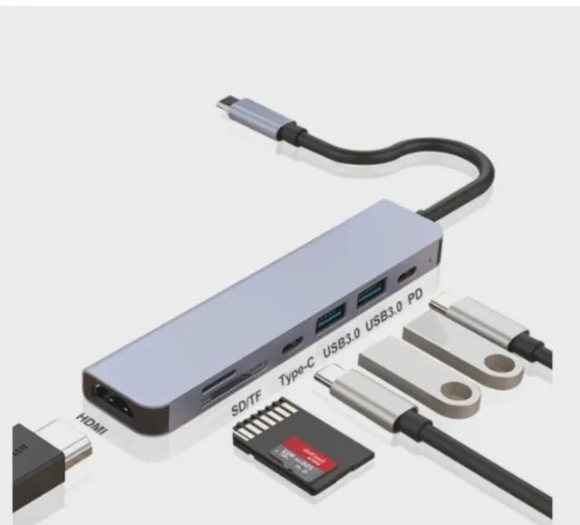 Adaptador Hub 7 Em 1 Tipo C Hdmi Usb 3.0 Pd Sd/tf