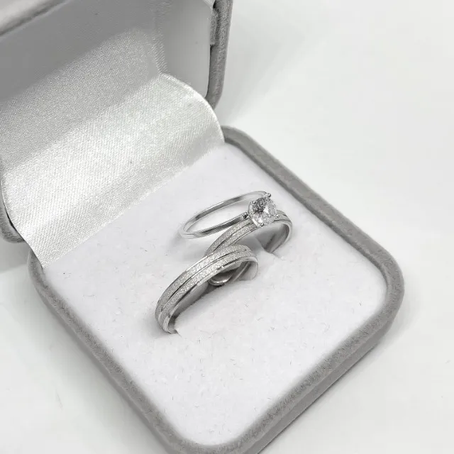 Alianças de prata legítima 4mm com anel solitário