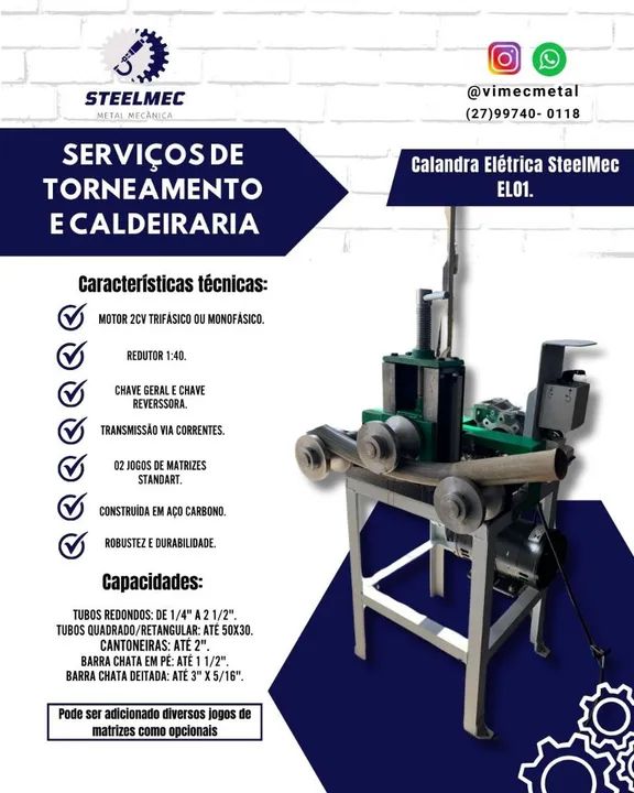 Calandra Elétrica SteelMec EL01 - Torneamento e Caldeiraria