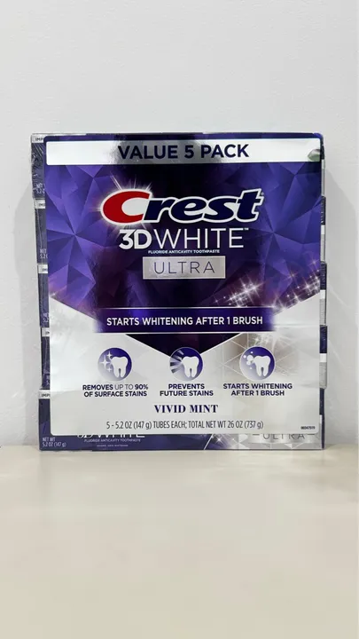Kit C/5 Creme Dental Crest 3d White Ultra Vivid Mint 147g