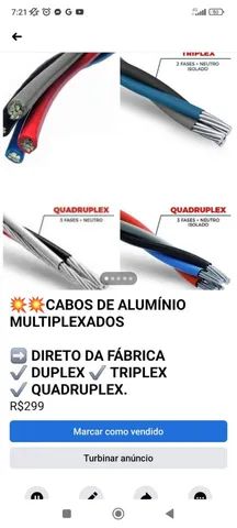 Promoção de Cabos de alumínio duplex triplex quadruplex 10,0mm a 120,0mm. - Foto 4