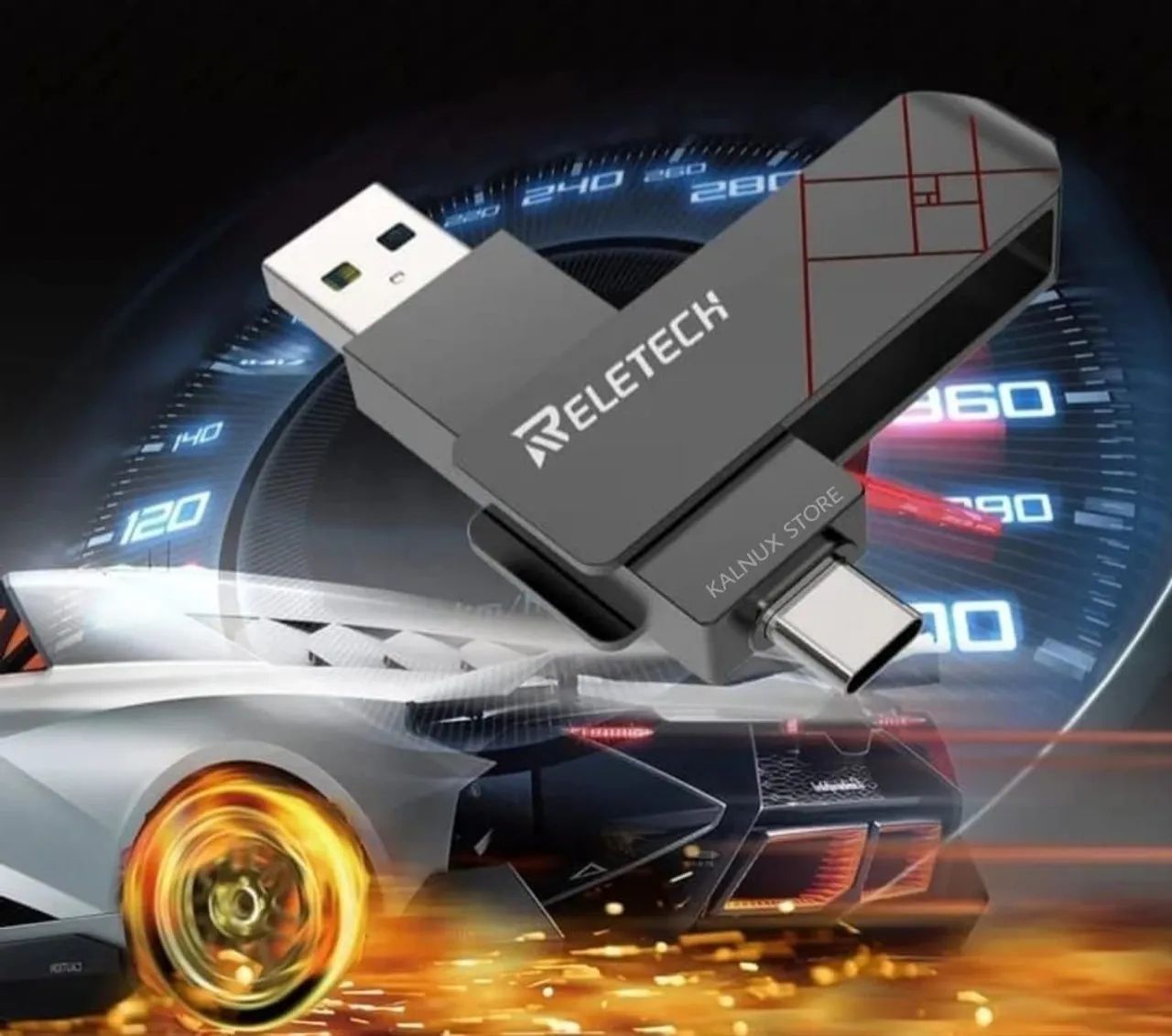 Pendrive 128gb Original Reletech 3.1, 2 em 1