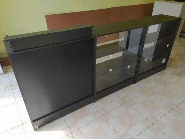 Balcão Caixa + 2 Balcões Vitrine Preto - Novo - Fabricação Própria