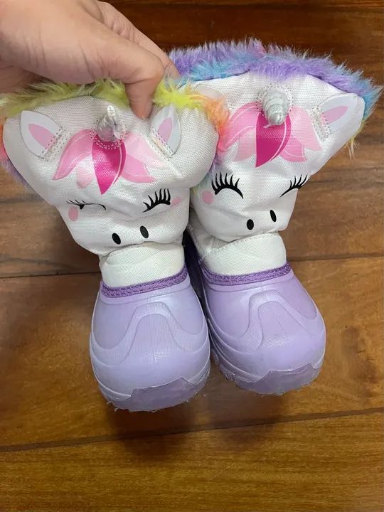 Bota infantil inverno unicórnio bebê menina 