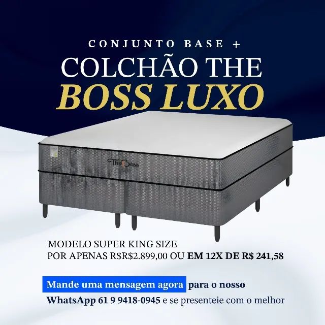 Pronta entrega Base super king + Colchão The boss Luxo espuma soft D33 conforto sem igual