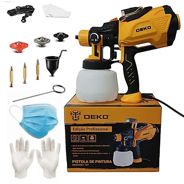 Pistola de Pintura Pulverizadora hvlp Elétrica 600W 1200ml Luz de LED com 3 Bicos e Acessó - Foto 2