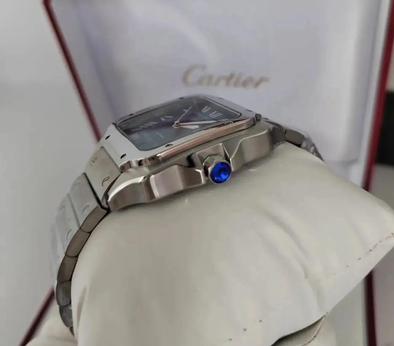 Relógio Cartier Santos Azul Automático - Foto 4