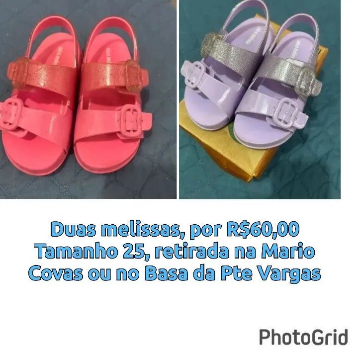 Duas sandálias Melissa tamanho 25 