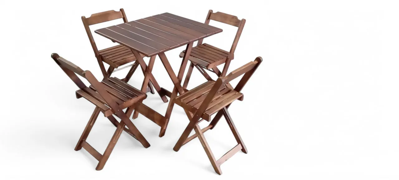 CONJUNTO DE MESA 70x70 TAMPO RIPADO