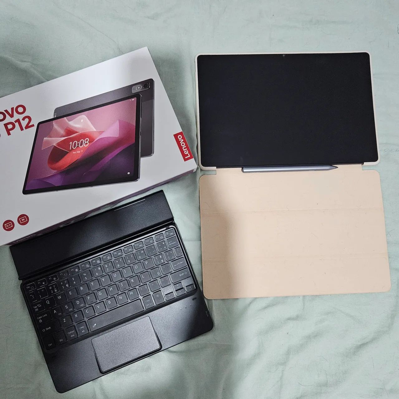 Tablet Lenovo P12 12.9 polegadas + caneta original + teclado + capa