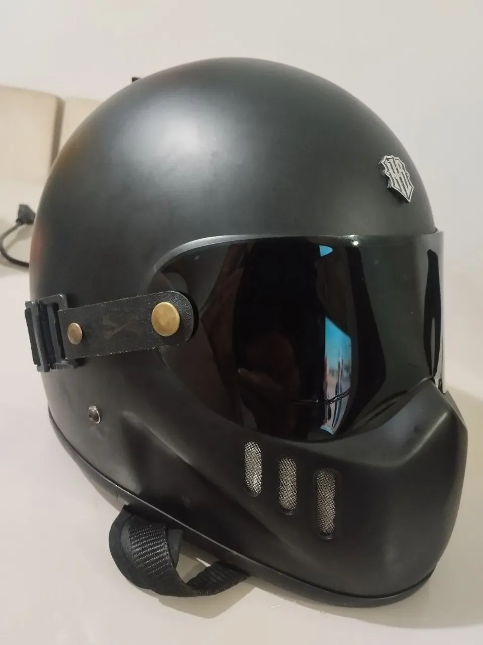 Capacete Moto Preto Vintage