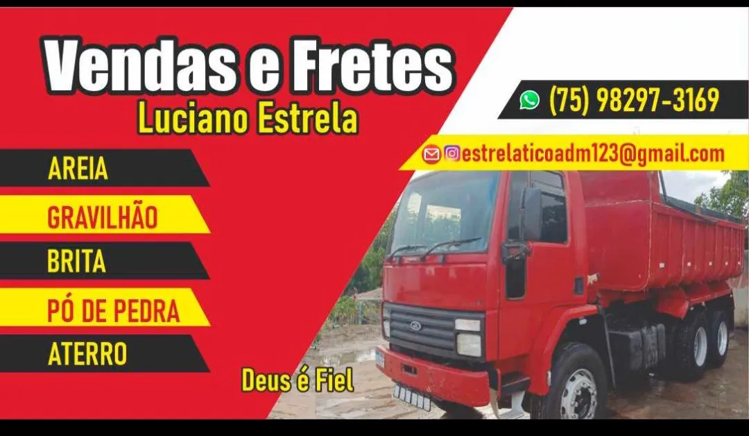 Vendas de areia, brita, pó de pedra e outros materiais para construção