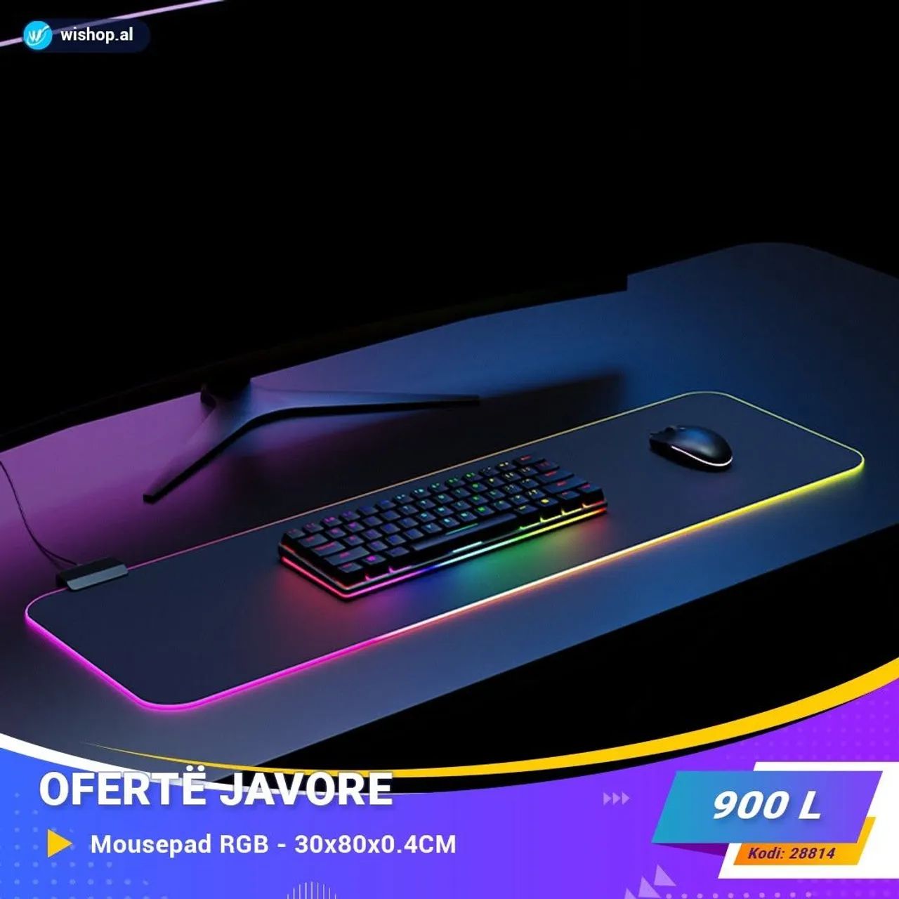 MousePad Gamer 9H Led Rgb 80x30 Cm Extra Grande Novos - Somente Hoje ! - Foto 2