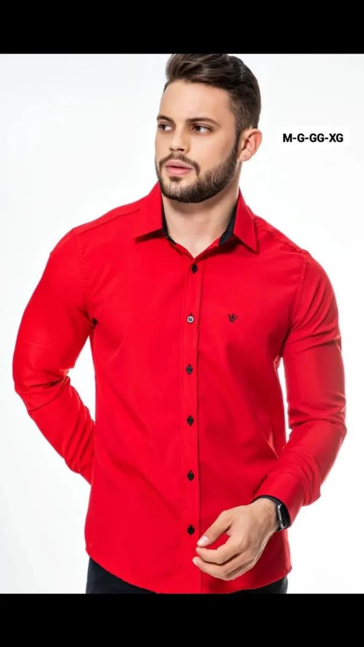 Camisa Social Vermelha Masculina Elegante