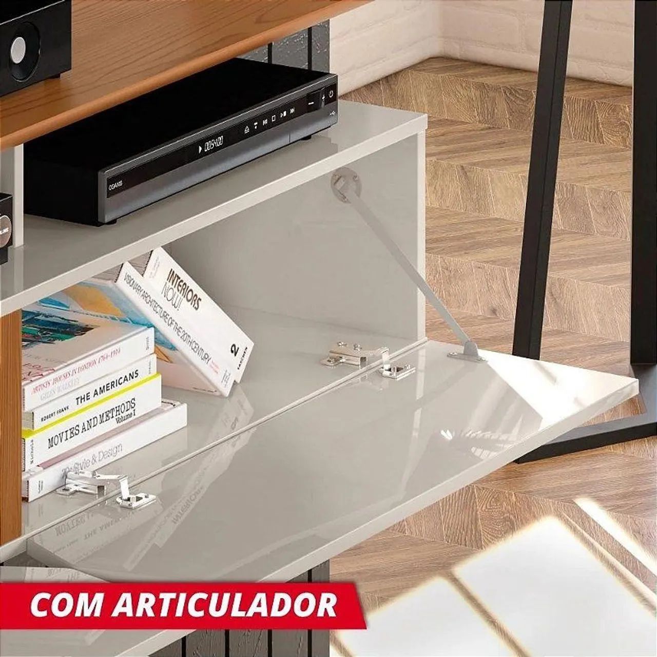 Painel Suspenso Intense Para TV Até 55 Polegadas Off White/Damasco Lukaliam  - Foto 3