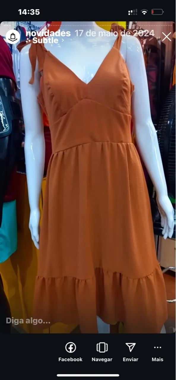 Vestido Laranja de Alça veste 40 e 42 - Foto 2