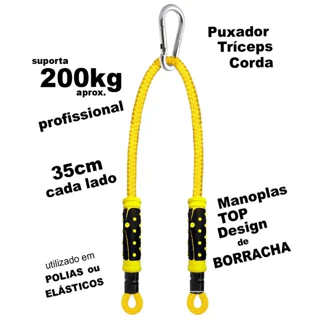 Puxador com Corda para Tríceps Bíceps Remada Multi Exercícios Funcionais e Manoplas de Bor