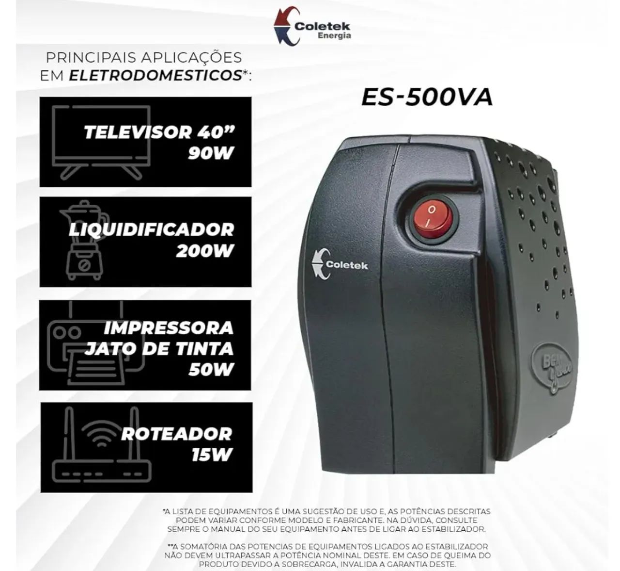 Estabilizador Coletek ES-500VA-BM Bivolt  - Foto 4