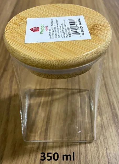Pote de vidro com tampa de bambu e vedação hermética