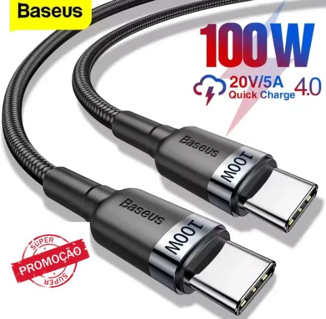 Cabo Baseus 100W em Nylon 2 Metros Iphone 17 16 15 , Samsung